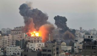 Serangan Militer Zionis Israel ke Gaza City.  (setkab.go.id)