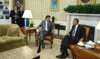 Emir Qatar, Tamim bin Hamad Al Thani, dan Presiden Obama. (aljazeera)